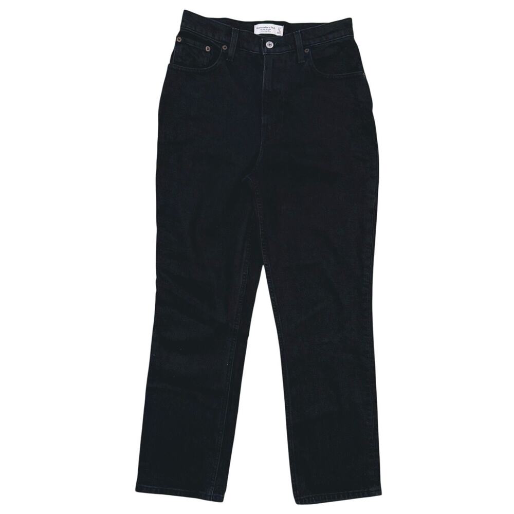 Abercrombie & Fitch Curve Love 90s Straight Jeans Size 4 Short Black Classic - Picture 2 of 7